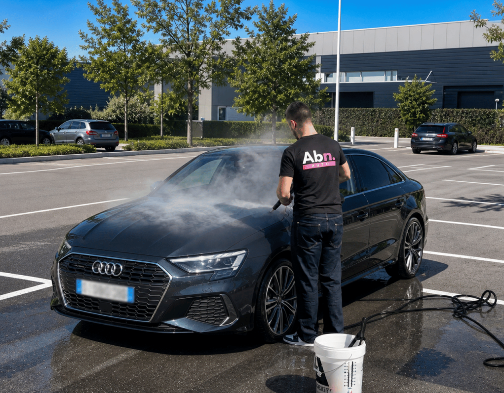 nettoyage voiture vapeur sur lieu de travail parking abnauto